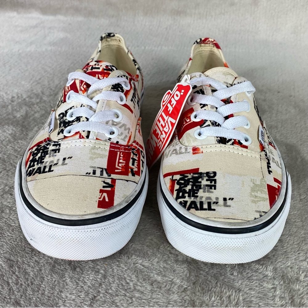 Vans Authentic Packing Tape Shoes Men 7.5 Women 9 White Black Canvas Sneaker NEW - Picture 5 of 10